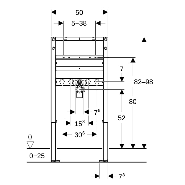 Geberit Duofix Element f. WT, 82-98 cm Standarmatur