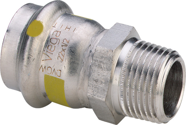 Viega Sanpress Inox G-Übergangsstück 0211 (Gas) in d42 x R1 1/2 Edelstahl