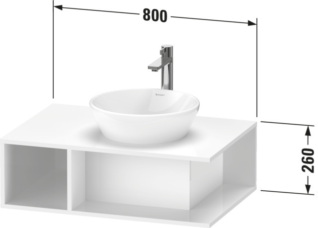 DU D-Neo WTU wandh.,1 offenes Fach l., 260x800x550mm, Nussbaum Natur