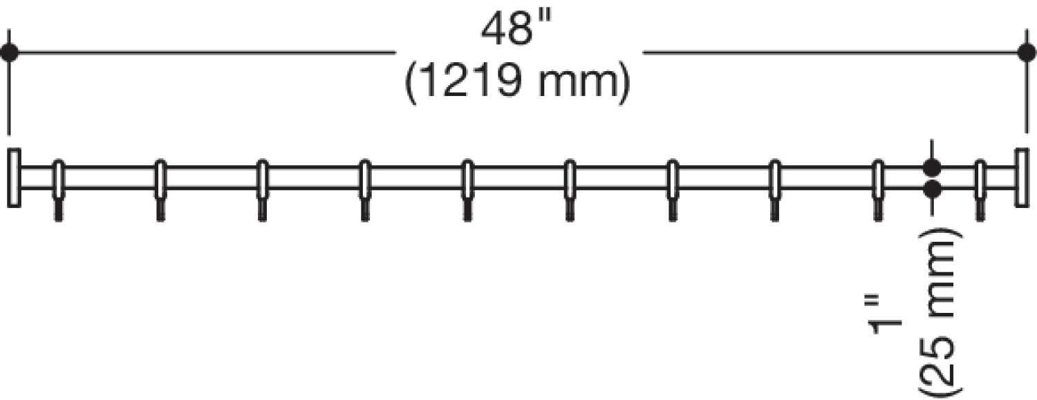 HEWI Vorhangstange, D25 mm, L=1219mm, Schliff