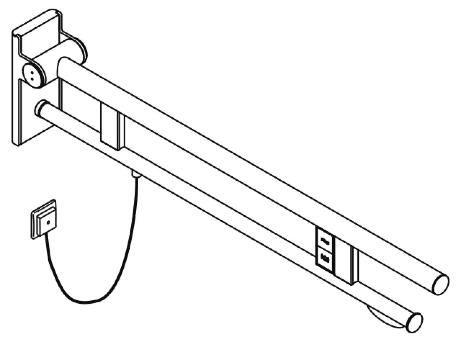 HEWI SK-Griff Duo (A),li,PRH,900,WC- Spül/FKT(E-Ausf.),plvb weiß tiefmatt