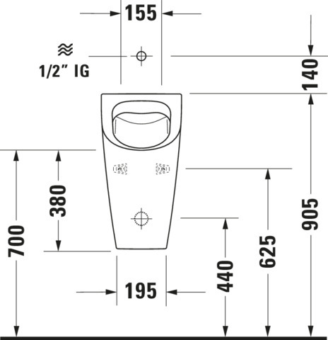 DU Urinal ME by Starck rimless, weiß Zulauf von oben, HyG