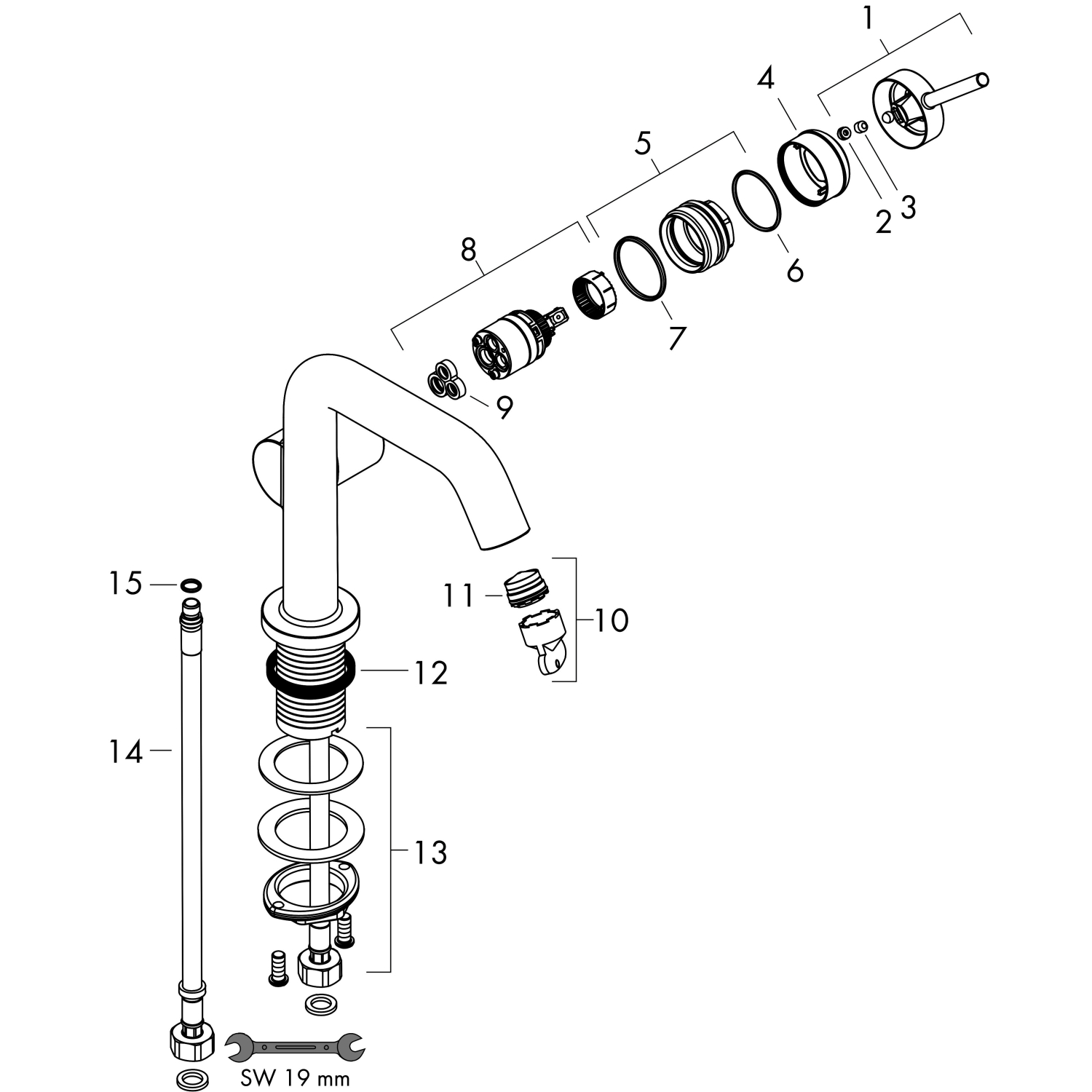Hansgrohe WTM 110 Tecturis S Fine CoolStart m.Push-Open Ablaufgarnitur MW