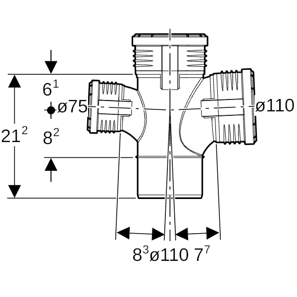 Geberit Silent-PP Bogenabzweigung 87,5Gr zweifach d110/110/75