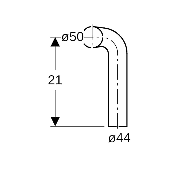 Geberit Spülbogen 90Gr 28x21 cm rechts gekröpft 8 cm weiß-alpin d50/44