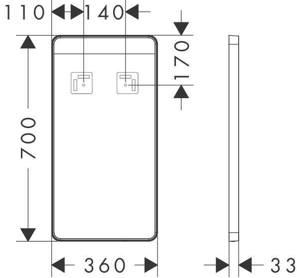 Hansgrohe Spiegel Xarita Lite Q 360/30 m.hor.LED Beleuchtung IR Sensor MW
