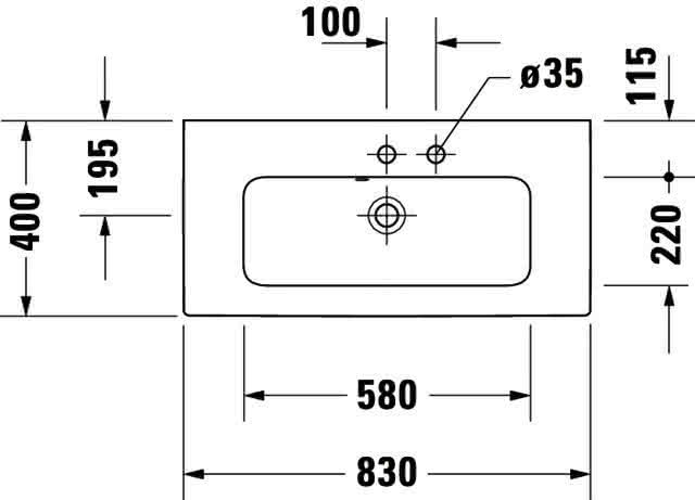 DU MWT compact ME by Starck 830mm mit ÜL, mit HLB, o.HL, weiß, WG