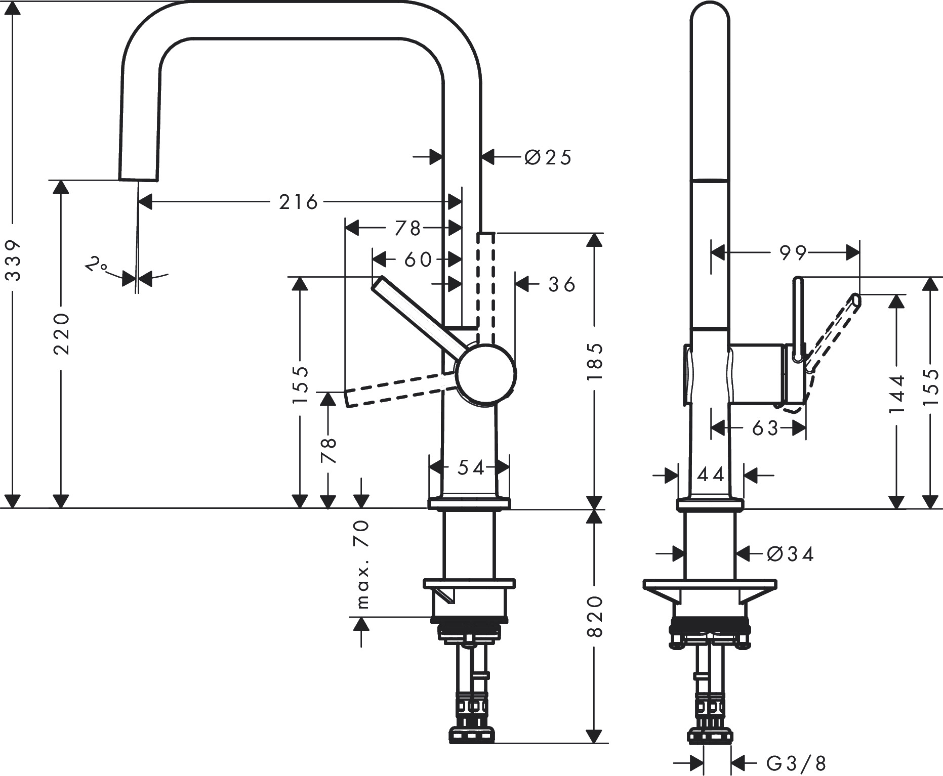 Hansgrohe Spültischmischer U 220 Talis M54  1jet chrom