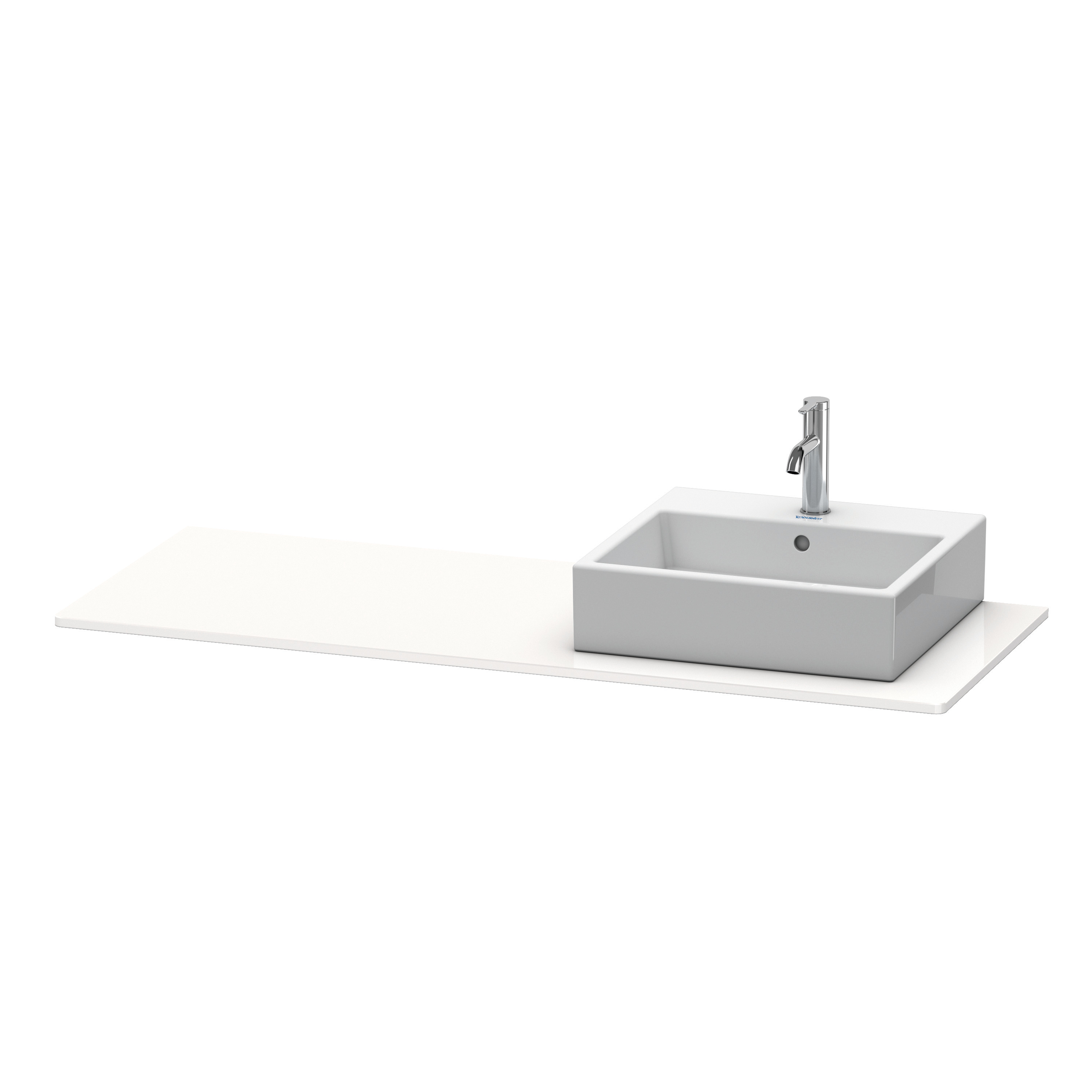 Duravit Konsole XSquare 16x1400x550mm mit 1 Ausschn., Weiß Hochglanz