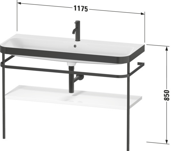 Duravit Metallkons. bodenst. m.HD2 Plus,o.HL 850x1175x490,Nussbaum gebürstet