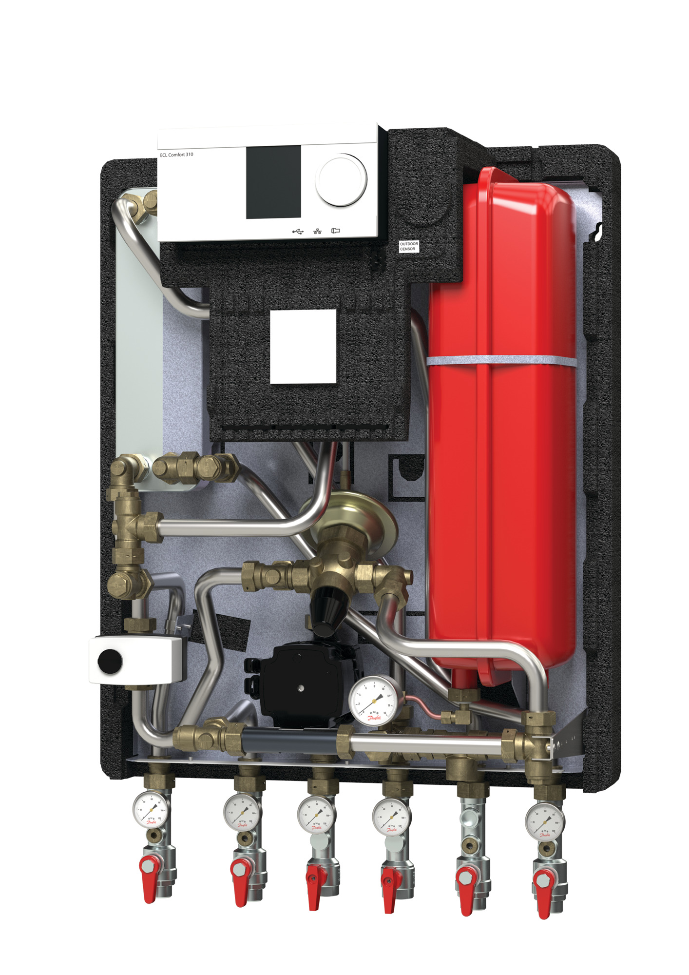 Danfoss Hausstation VXe Solo HWP, 2 HE:30kW, ECL310/A337