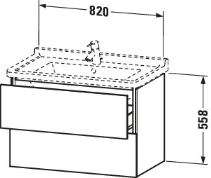 Duravit WTU wandh. L-Cube 469x820x558mm, 2 SchKa, 030480, Betongrau Matt
