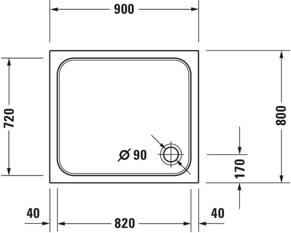 DU D-Code Duschwanne, Rechteckig, 900x800x85 mm, Weiß, Sanitäracryl