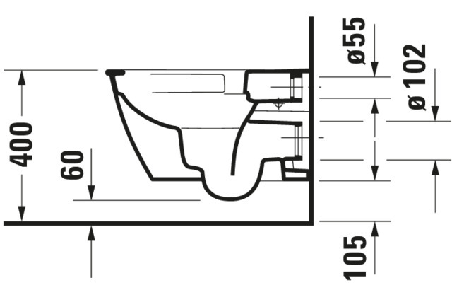 DU Wand-WC Darling New 540 mm Tiefspüler, rimless, Durafix, weiß