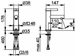KEUCO EHM-WT-Mischer 100 IXMO 59502 o.Zug.-Ablgrt. Pure, Rosette r/e verchr.