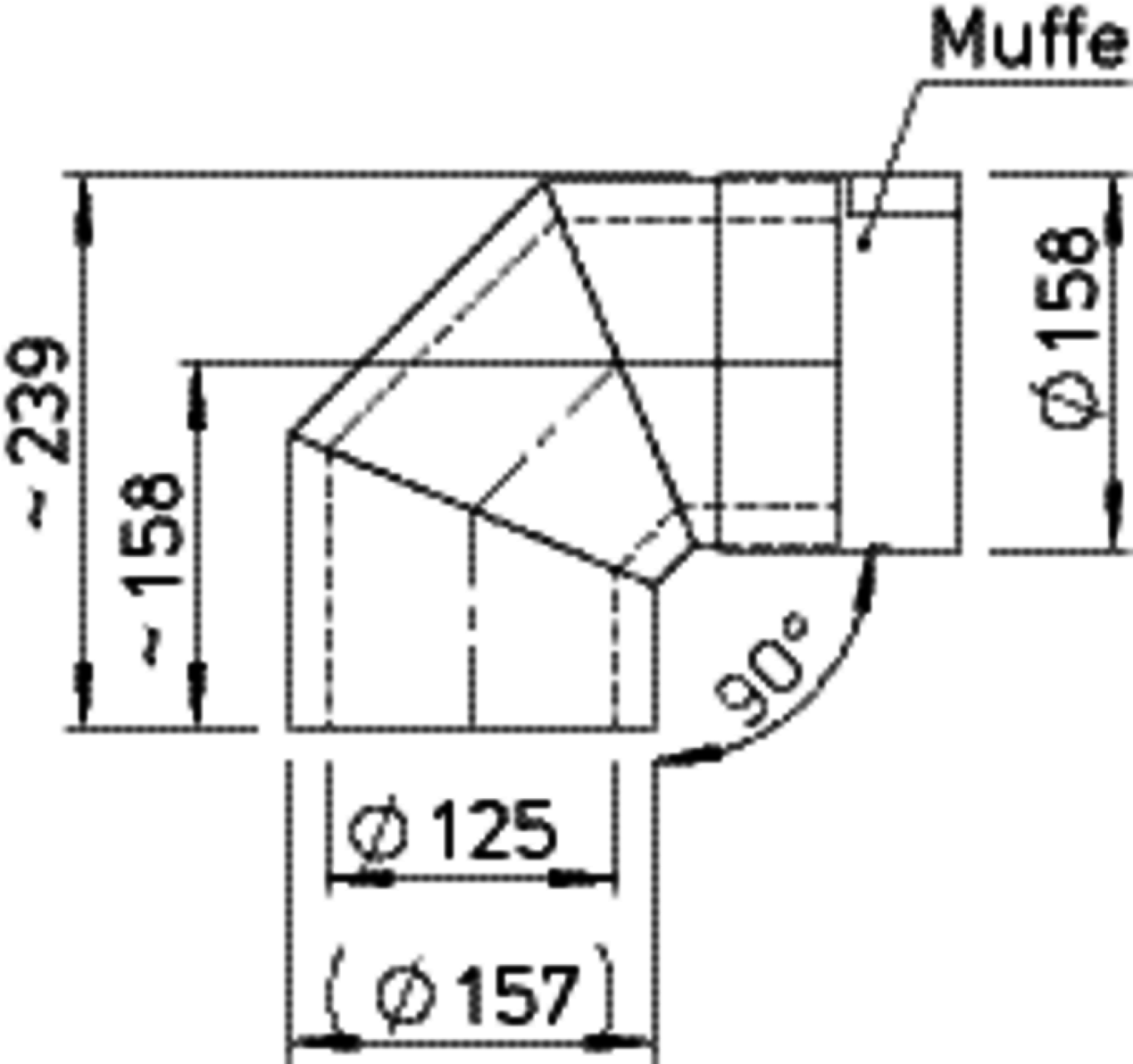 HELIOS Isopipe  Bogen 90 Grad mit Muffe IP-B 125/90