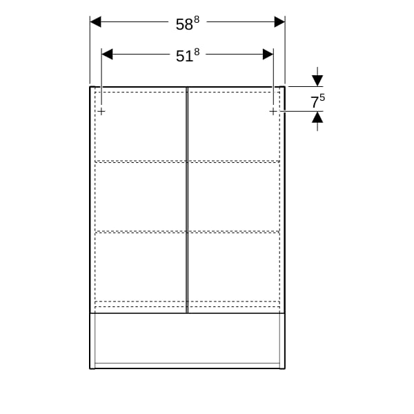 Geberit Renova Plan Spiegelschrank, 2 Türen 60x85x17,5 cm, lava