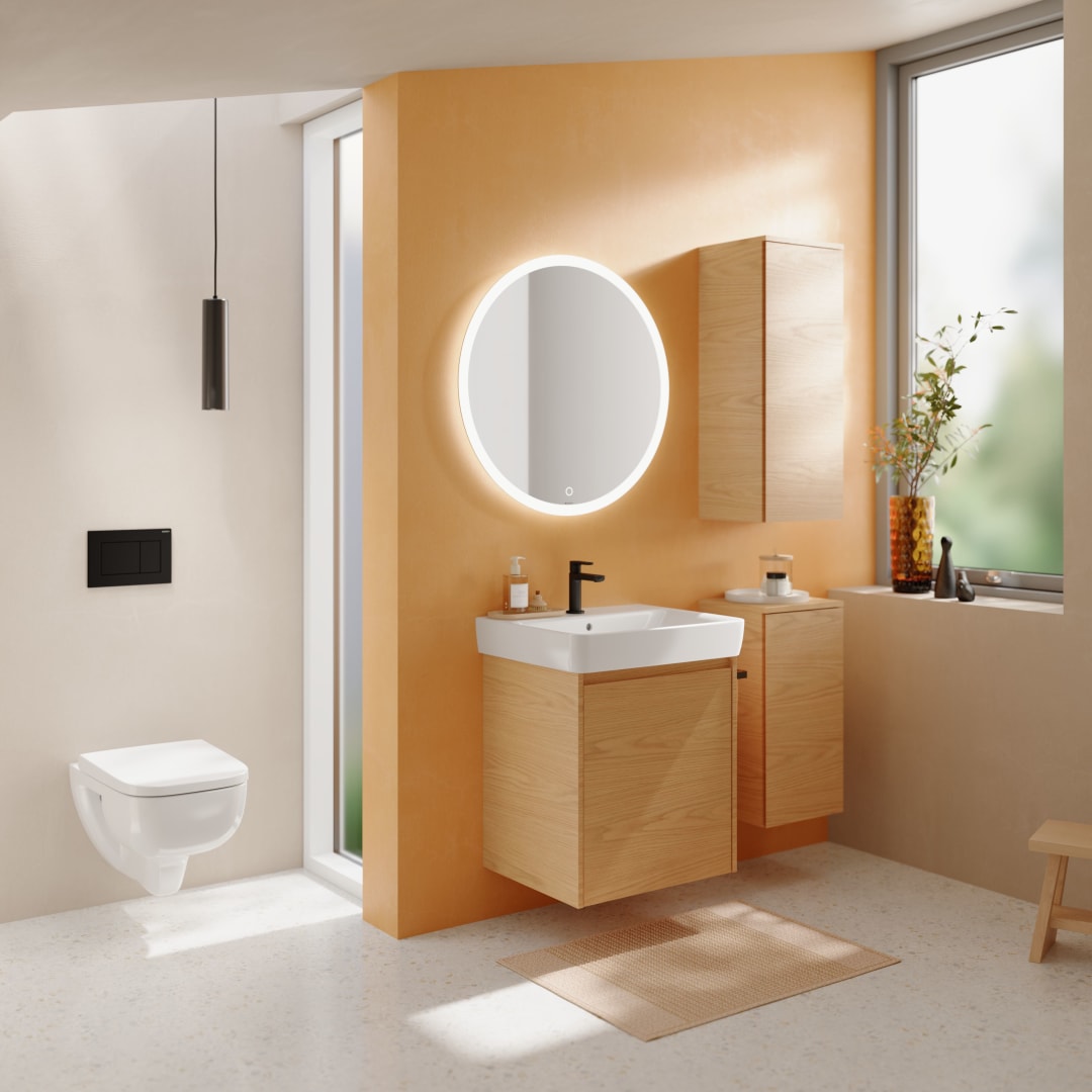 Geberit Renova Plan Mittelhochschrank m.1 Tür 33x85x29,7cm, Eiche natur