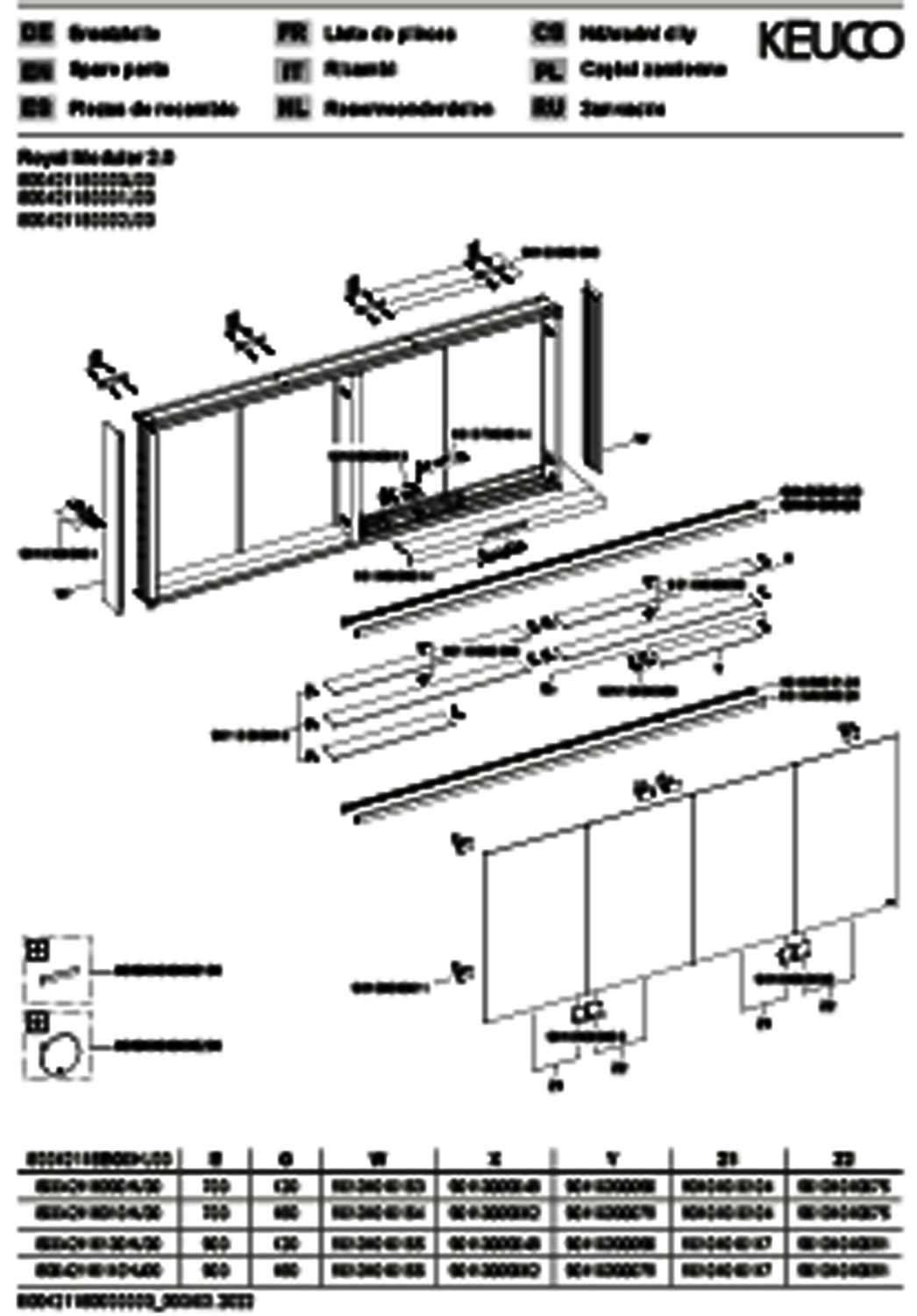 KEUCO Royal Modular 2.0 SPS, DALI 80042, Vorb,oSteckd,sb-elox,1600x700x120mm