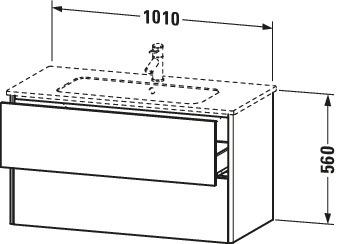 DU WT-Unterbau XSquare, 2 Schubkästen 560x1010x478mm, Basalt Matt