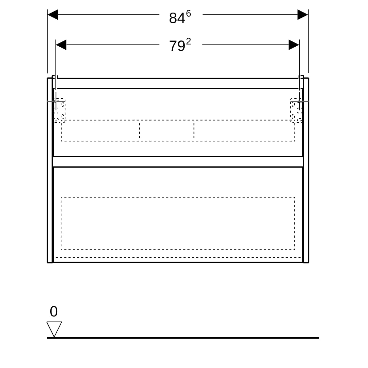 Geberit Renova Plan US f. WT, m. 2 Schubladen 84,6x60,6x44,6cm, Nussbaum hickory