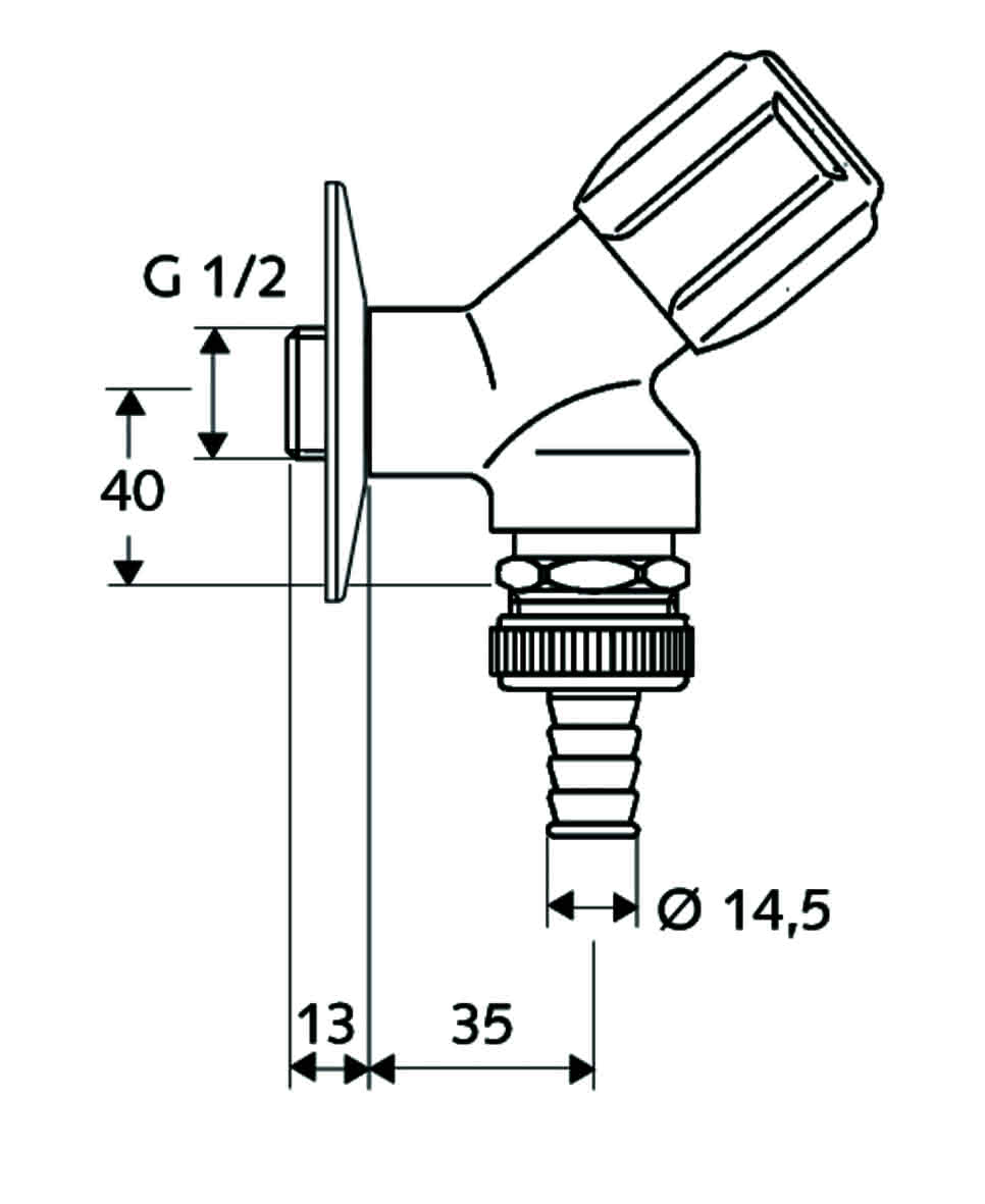 SCHELL Geräteschrägsitzventil COMFORT RV, RB, 1/2", chrom