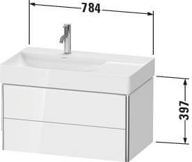 Duravit WTU XSquare wandh.,397x784x460mm 2Schubkästen,basalt matt