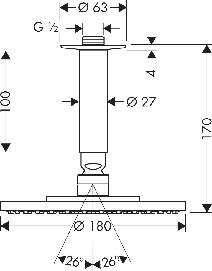 Hansgrohe Tellerkopfbrause Raindance Air 180mm für Deckenmontage chrom