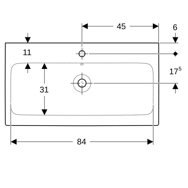 Geberit iCon Waschtisch, 90x48,5cm m. Hl., m. Ül., weiß, KeraTect