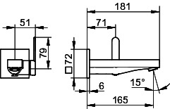 KEUCO EHM-WT-Mischer UP IXMO 59516 Wandm./Ausf.eck. Ausl.165mm/Flat verchr.
