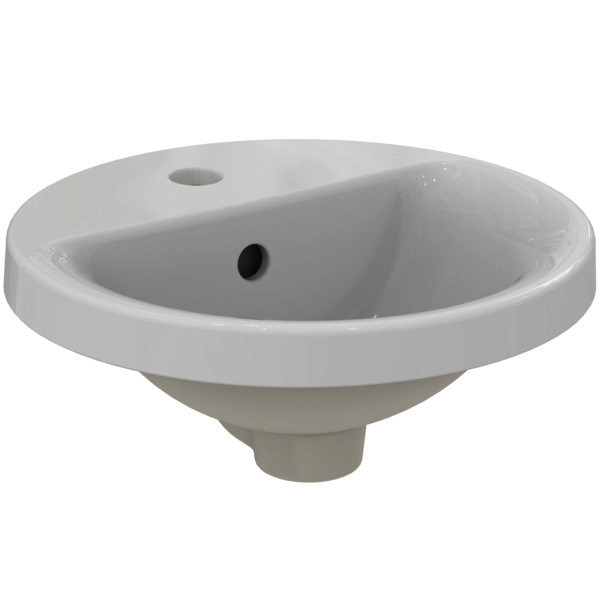 IS Einbauwaschtisch Connect, rund, 1Hl., m.Ül., 380x380x165mm, Weiß