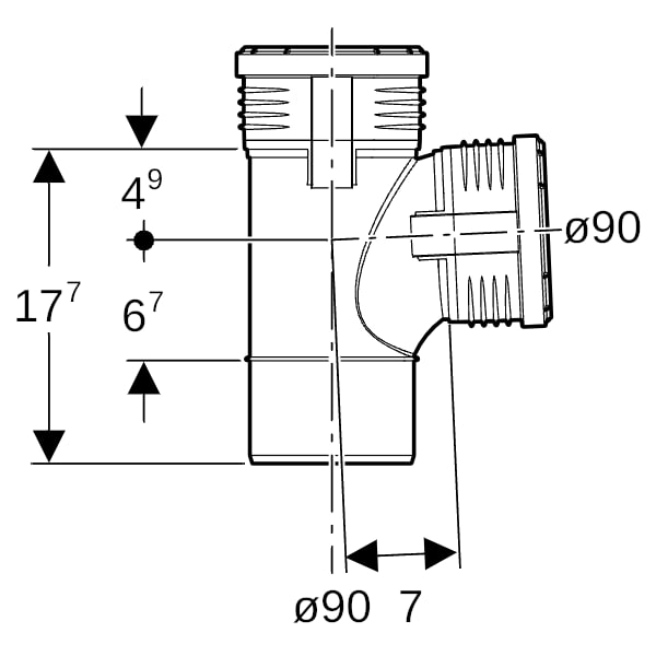 Geberit Silent-PP Bogenabzweigung 87,5Gr d90/90