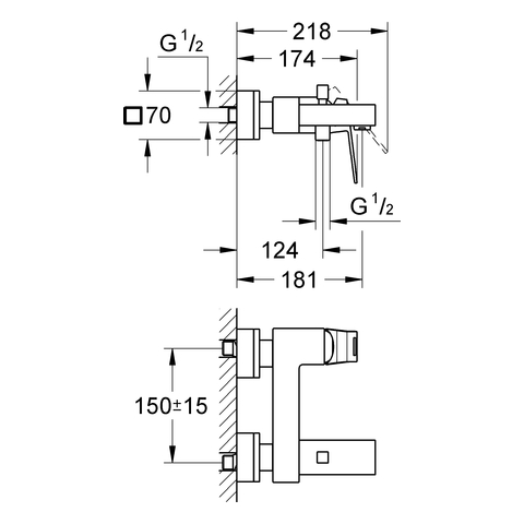GROHE EH-Wannenbatterie Eurocube 23140 Wandmontage eigensicher chrom