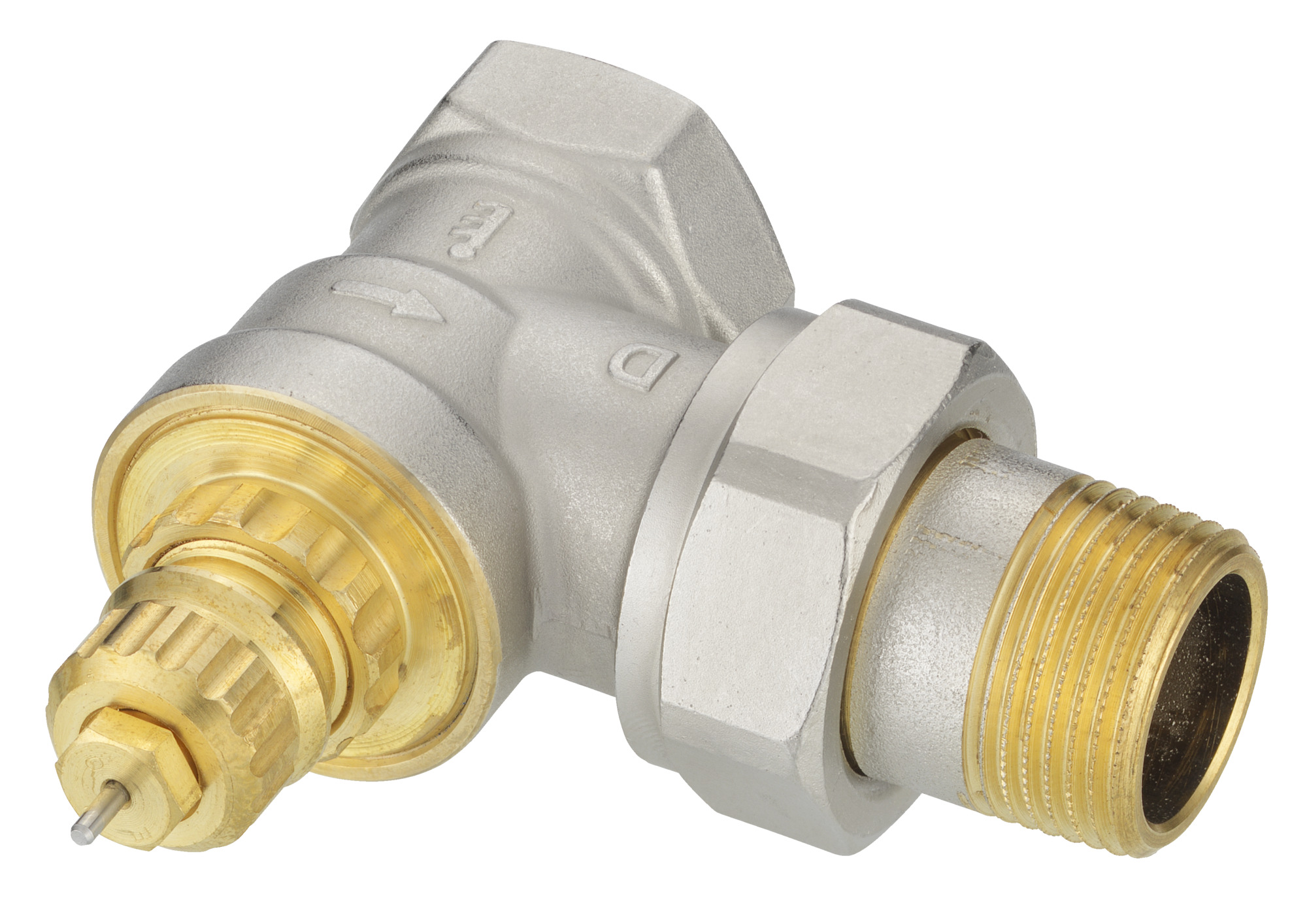 Danfoss Ventilgehäuse RA-G 20 R 3/4, Eck, matt vernickelt