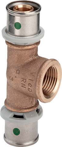Viega T-Stück mit SC Sanfix P 2117 in 32mm x Rp1/2 x 32mm Rotguss