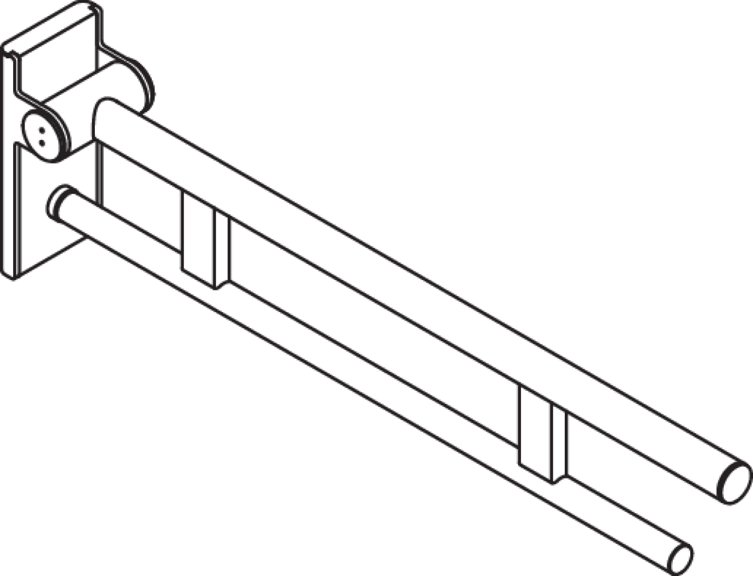 HEWI Stützklappgriff Duo (A), L:750mm, schliff