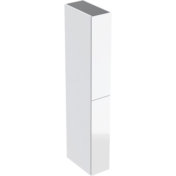 Geberit Hochschrank mit zwei Auszügen 24x180x48cm, weiß hgl./Glas weiß