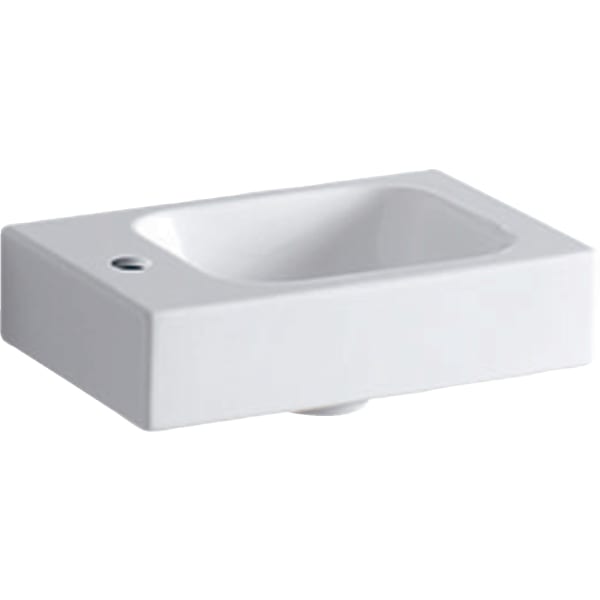 Geberit iCon Handwaschbecken, 38x28cm Hahnloch links, o. Ül., weiß, KeraTect