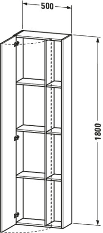 Duravit Hochschrank DuraStyle 240x500x1800mm 1Tür,TA li.,betongrau m./weiß m.