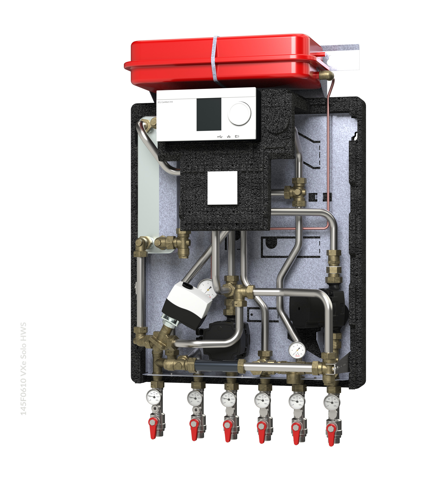 Danfoss Hausstation VXe Solo HWS, Typ 1 HE:30kW, ECL310/A347, 2xSTW