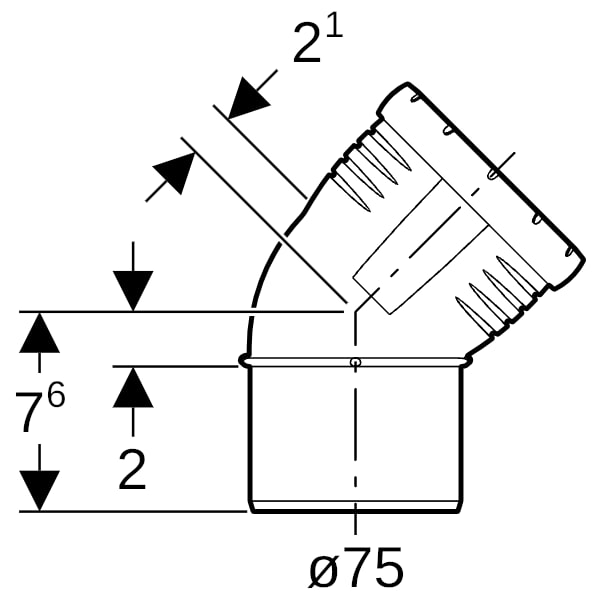 Geberit Silent-Pro Bogen 45Gr d75mm