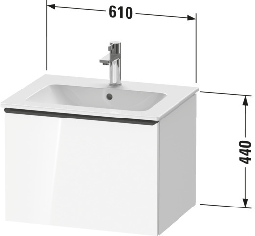 Duravit D-Neo WTU,Wdh,Ausz:1,Griff:Chrom 610x462x440mm, Eiche Marm., Dekor