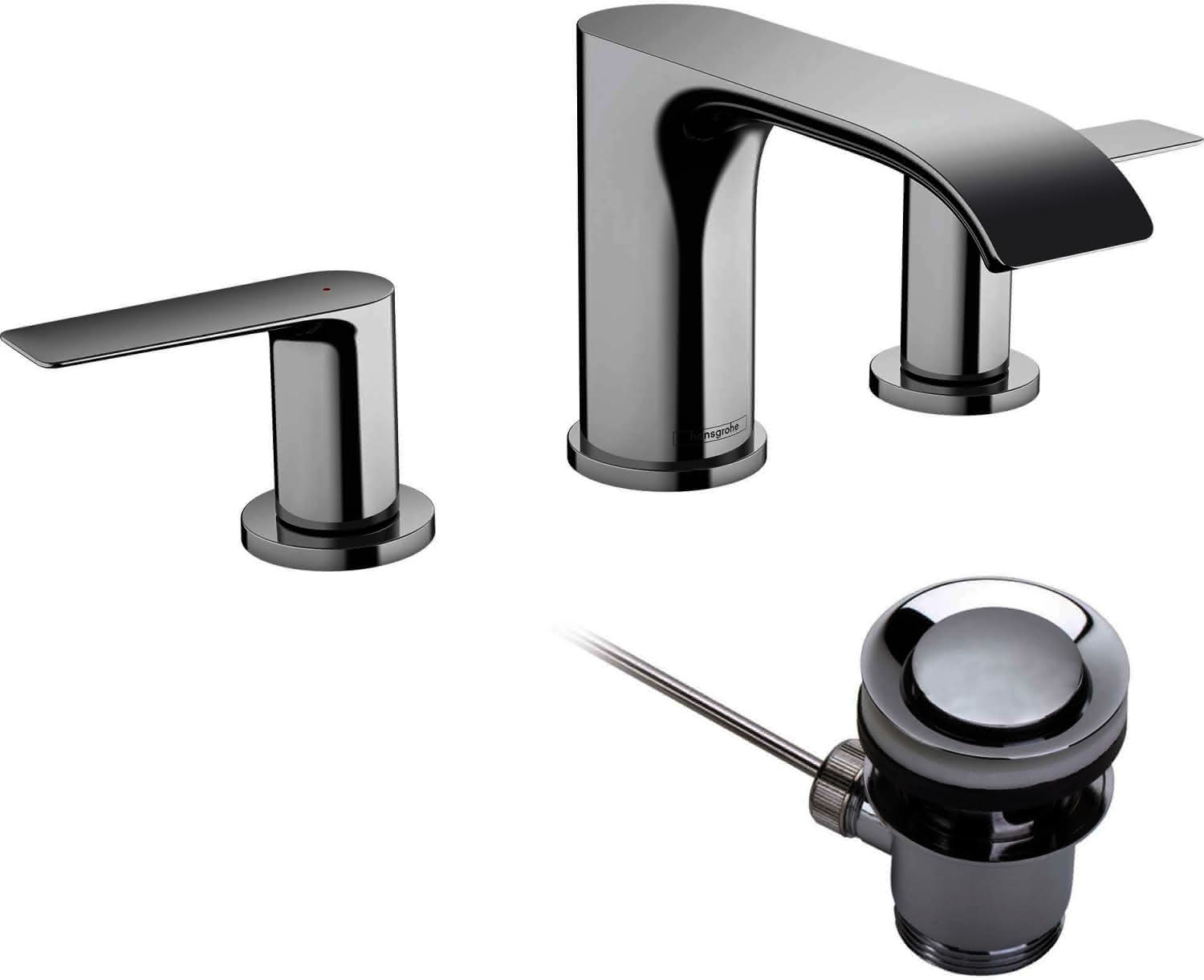 Hansgrohe 3-Loch Waschtischarmatur 95 Vivenis mit Zugstangen-Ablaufgarnitur chrom