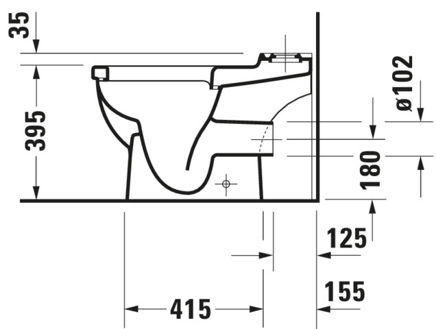 DU Stand-WC Kombi Starck 3 655 mm Tiefspüler, f.SPK, Abg.waagr., weiß WG