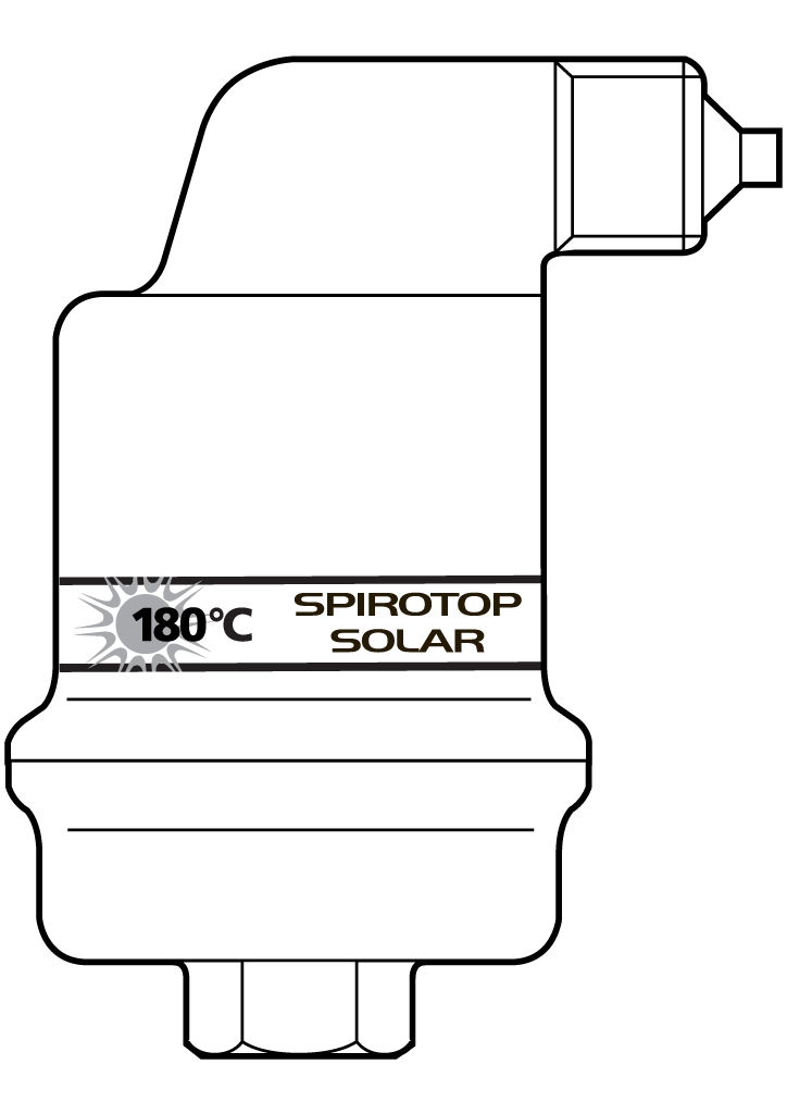 Spirotech Großentlüfter SpiroTop SolarAutoClose 1/2" IG, 10 bar, 180 Grad, Schwimmer:TPX