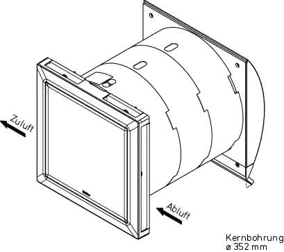 Helios KWL EC 60 PRO Lüftungseinsatz kpl. Bedienelement, Innenfassade