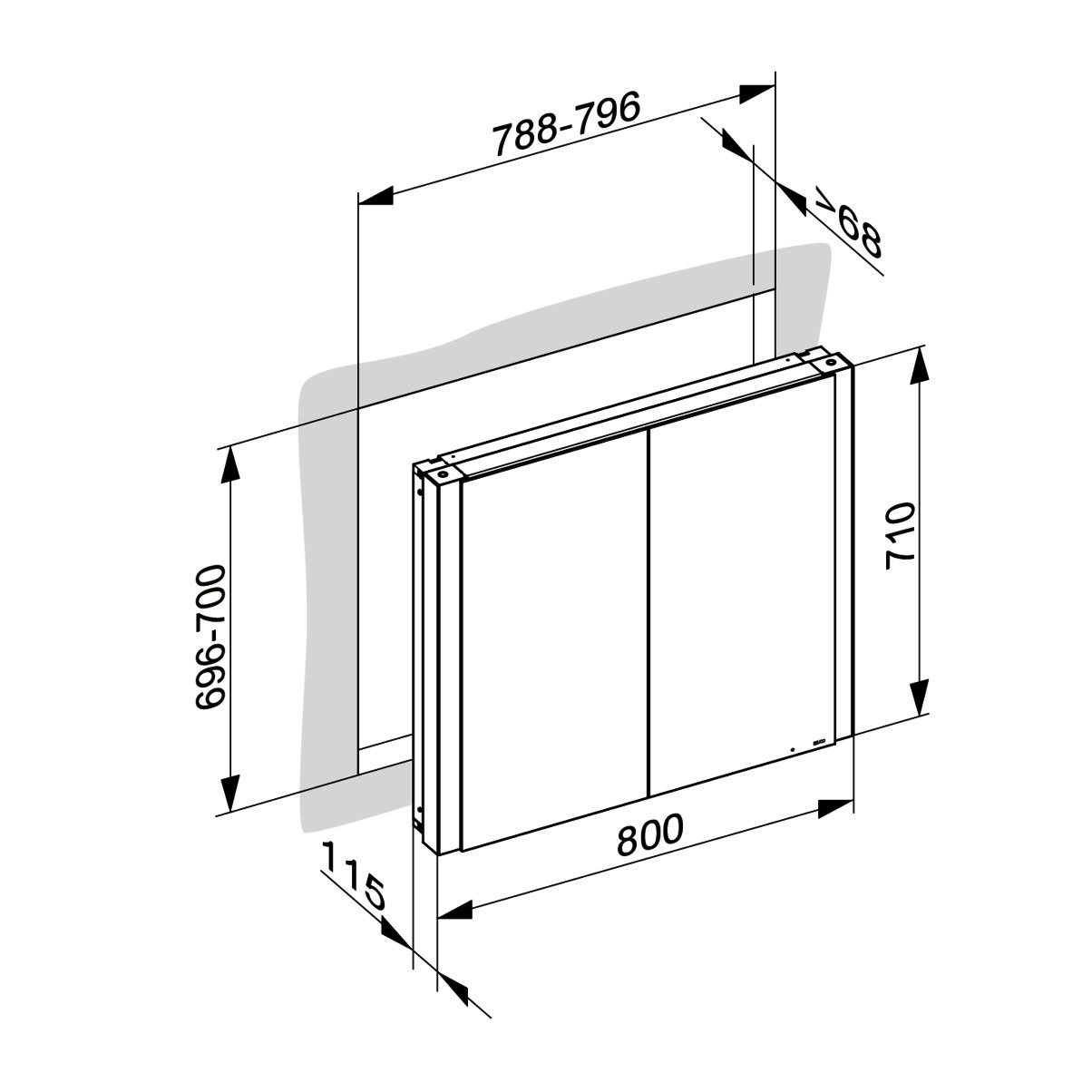 KEUCO SPS Somaris 14512, EB 800x710x115mm verspgl.