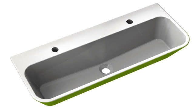 HEWI Doppelwaschtisch/Waschrinne, B:900 mm, T:350mm, 2HL, zweifarbig apfelgrün