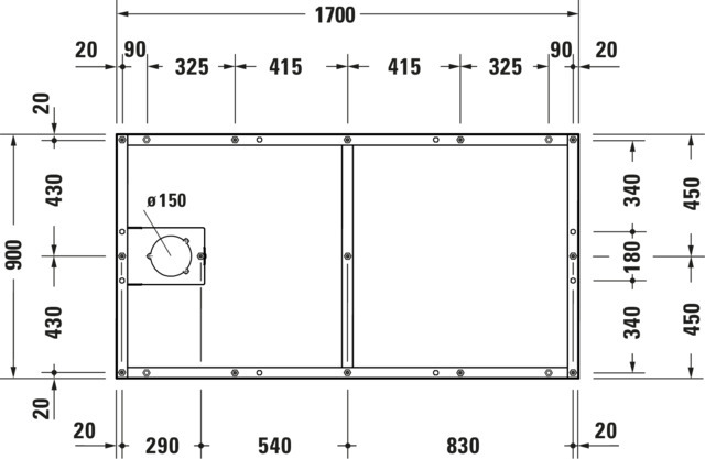 Duravit Fußgestell für Duschwanne Tempano 1700x900mm