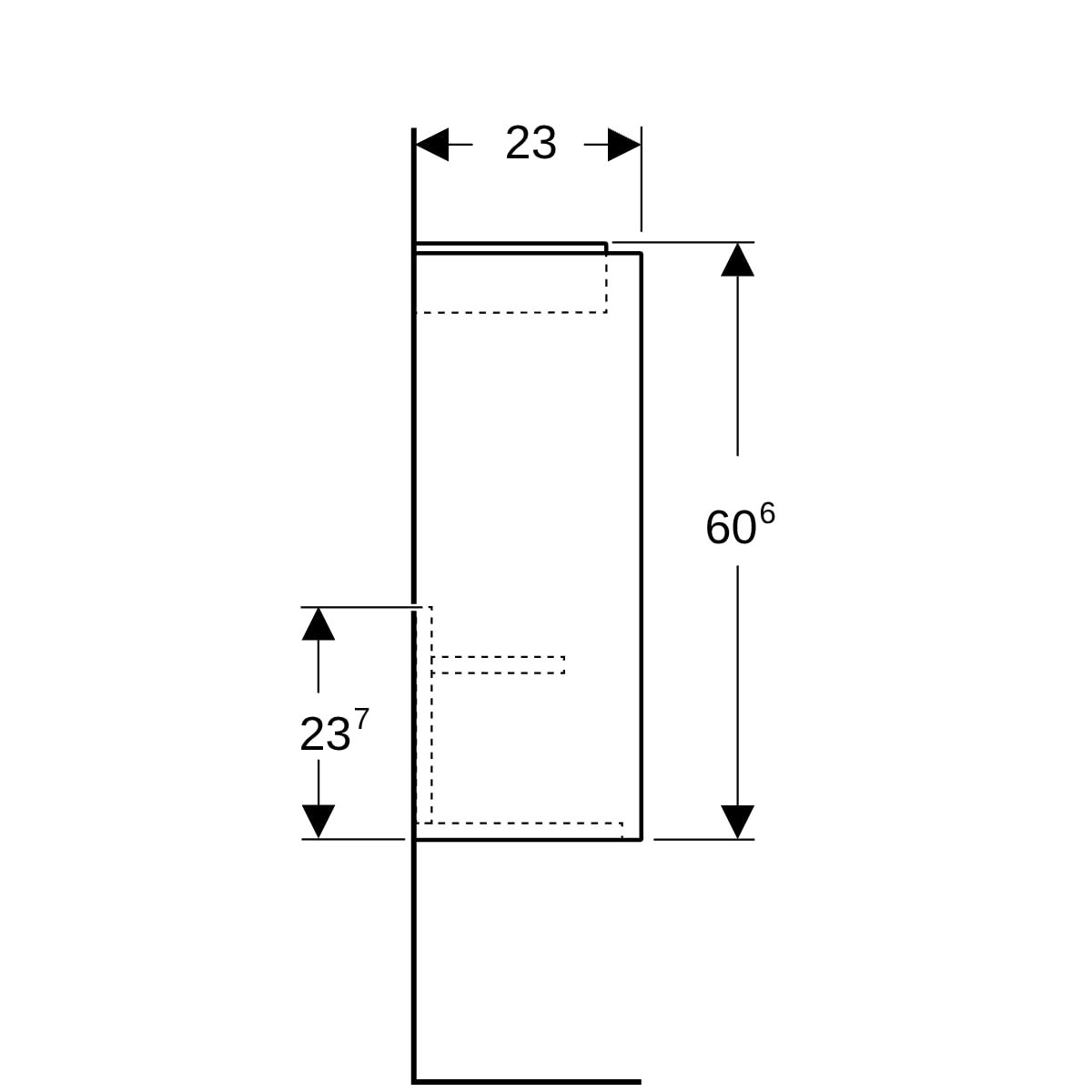 Geberit Renova Plan US für HWB, mit 1 Tür 32,4x60,6x23cm, weiß/l. seidenglanz